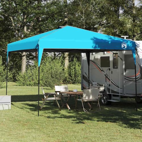 Pop-up paviljong tält blått 300 x 300 cm, tyg utomhus vikbar paviljong för trädgård terrass, vattentätt UV-skydd, snabb montering, perfekt för fester och evenemang