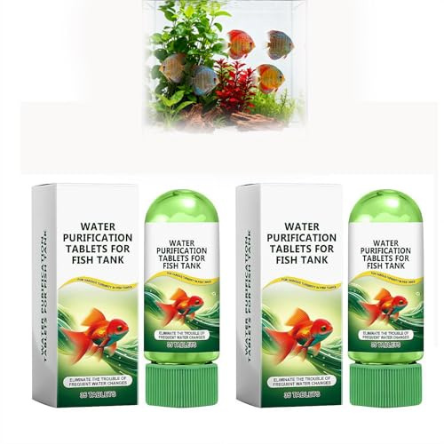 Leistungsstarke Aquarium-Wasserreinigungstabletten für Aquarium, Aquarium-Reiniger und Algenentferner, sicher für Fische und Pflanzen (2 Stück)
