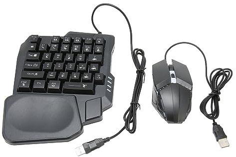 SENECESLI Combo Clavier et Souris de Jeu Demi-Main, Pack Combo de Jeu Mobile 4 en 1, Pack Combo de Jeu Mobile, Contrôleur de Manette de Jeu Mobile, Clavier de Jeu à Une Main,