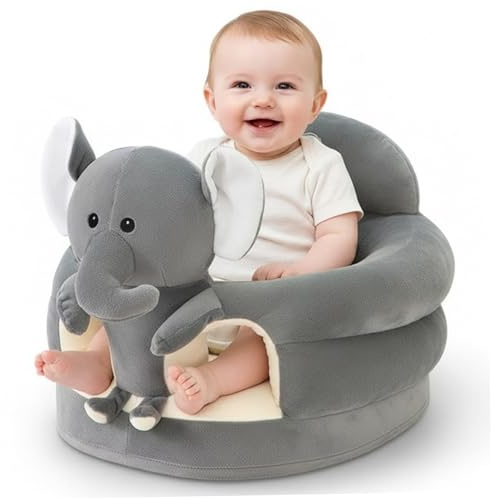 Silla para sentarse para bebés, lindo elefante gris de dibujos animados, silla para sentarse para bebés, sofá de felpa para dormitorio, sala de estar, guardería, apartamento, decoración del hogar
