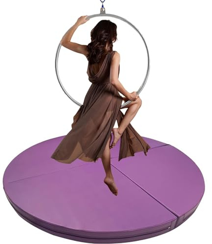 Danspolematta, tjock mottagningskudde för luftring och dansstolpe - 1/2/4 tum anti-kollision hopfällbar matta för gym och hem (lila, 150 cm x 10 cm/