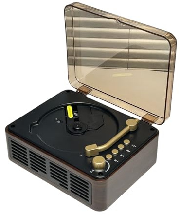 LIXSAZSE Reproductor de CD con Sonido de y transmisión Bluetooth, fácil controlar, Equipado con Altavoces duales y Compatible, marrón