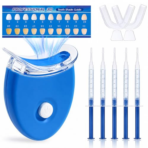 Kit Blanchiment Dentaire Professionnel, 5 Gel Blanchissant pour un Sourire Éclatant, Solution de Blanchiment à Domicile, Adapté aux Soins Dentaires Quotidiens, Facile à Utiliser(Bleu)