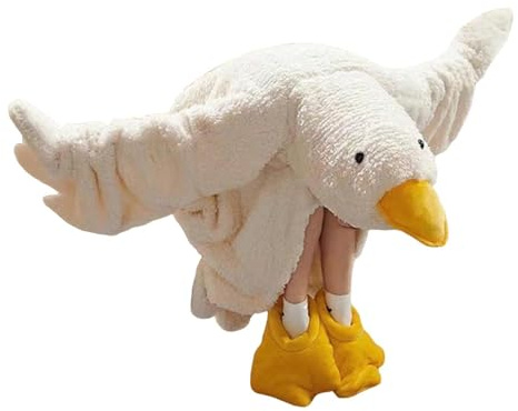 Wearable Goose Blanket Hoodie Onesie - Funny White Goose Pajamas For Adult | Duck Oversized Blankets Hooded Costume For Home Living Room Bedroom Movie Night