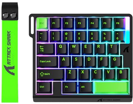 ATTACK SHARK Teclado para juegos M36 HE de disparo rápido, interruptores magnéticos de efecto Hall de 36 teclas con una sola mano, frecuencia de sondeo de 8000 Hz, RT de 0.01 mm, controlador de