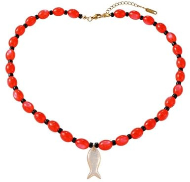 Dazhua sommar fisk snäcka sjöstjärna halsband, färgglada pärlor boho-smycken