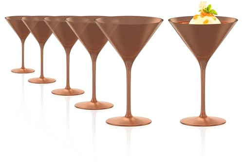 Stölzle Lausitz Elements Cocktailgläser Bronze Kristallglas 240 ml, 6er-Set | Bronzefarbene Cocktailgläser und Martinigläser für Martini und Manhattan, aus Kristallglas, stoßfest & spülmaschinengeeignet