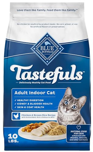 Blue Buffalo Blue Tastefuls Natural Adult Indoor Cat Chicken & Brown Rice Recipe Food for Cats 10 lb