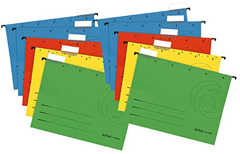 Herlitz 5874656 Hängemappe A4 UniReg farbig sortiert 5er Kraftkarton, 230 g/qm (2x 5er Pack)