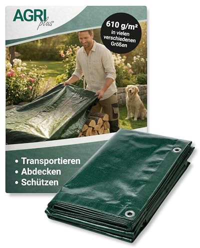 AGRI plus Bâche de Couverture en Bois 1,5 x 10 m - avec œillets I Tissu PVC 610 g/m² Stable avec Bords renforcés Autour I Couverture à Long Terme I Résistante aux intempéries & UV 10 Ans