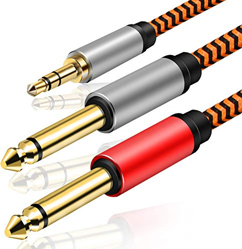 3.5mm to 6.35mm Cable 10m,Youii 3.5mm 1/8 TRS to Dual 6.35mm 1/4 TS Mono Stereo Y-Cable Splitter Cord Compatible for iPhone, iPod, CD Players, Multimedia Speakers and Home Stereo Systems. (10m)