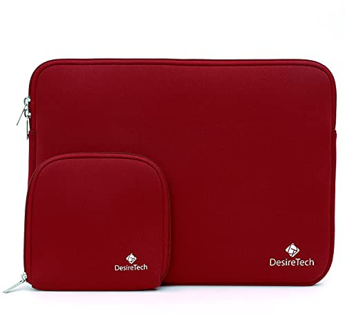 Laptop Sleeve Case with Small Accessory Bag – Apple MacBook Pro, Air, Microsoft Surface, Chromebook and Notebook Computer Compatible – Highly Water Repellent Soft Plush Inner Protector Cover(Burgundy)