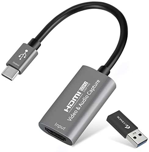Carte de Capture vidéo USB 3.0 HDMI vers USB C - Appareils de Capture 4K 1080P60 pour Jeux vidéo en Direct, Compatible avec Windows Mac OS pour PS 4/5 Switch2/1, Pad