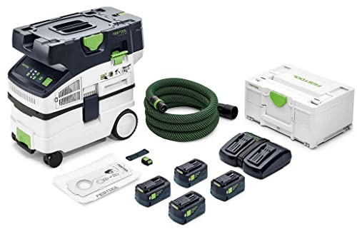 Festool Akku-Absaugmobil CTMC MIDI I-Plus CLEANTEC (mit Hauptfilter, SELFCLEAN Filtersack, Saugschlauch glatt Ø 27/32 x 3,5 m, Sauger-Fernbedienung, Energie-Set SYS 18V 4x5,0/TCL 6 DUO)