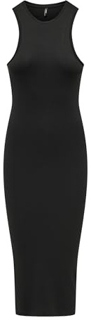 ONLY Vestido Bodycon de Punto Midi sin Mangas para Mujer, Color:Negro, Talla:L