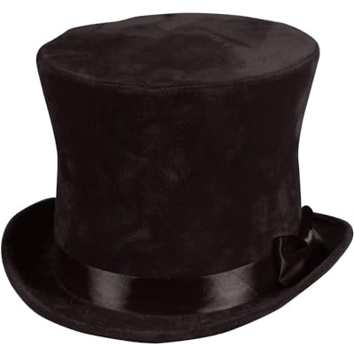 Thetru Velour Zylinder Flair mit Satinband – eleganter Hut für Kostüme, Karneval & Events – für Damen und Herren