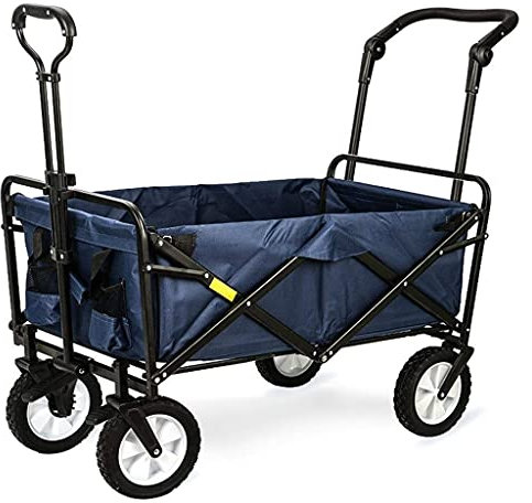 TAISK Chariot de Jardin avec 4 Roues Chariot de Traction Pliable Robuste Chariot de Plage Chariot de Jardin Pliable Chariot Pliant Wagon Camion brouette
