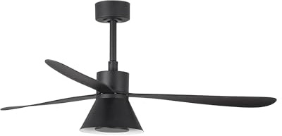 Faro Amelia Ventilatore da Soffitto Led Nero Cono Grande, 6 Velocità