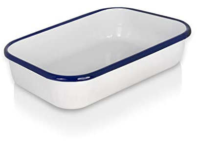 Krüger Emaille Auflaufform Husum - backofengeeignet bis 250°C - aromaneutrale Zubereitung von Quiche, Lasagne, Aufläufen, etc. (26 cm)