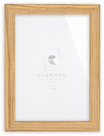 Clamaro Marco de Fotos Múltiple, Madera MDF, Roble Catania, 50 x 65 cm | Hecho a Mano en Alemania, Ancho de Moldura 30 mm, con Panel Trasero y Colgador Dentado, para Vertical y Horizontal