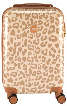 Princess Traveller Leopard – Handgepäckkoffer – Taupe mit Leopardenmuster – 55x35x20 cm – 31 L Reisekoffer