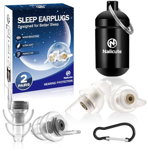 Naiicute Ohrstöpsel zum Schlafen 2 Paar, Weiche Gehörschutz Sleep Ear Plugs | Wiederverwendbare Silikon, Gegen Schädlich Lärm, Seitenschläfer Schnarchen Reisen Lärmempfindlichkeit, Erwachsene Kinder 12+