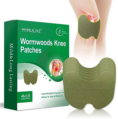 MYMULIKE 60 Stück Wärmepflaster für Knie, Natural Pain Relief Patch, Schmerzpflaster Schmerzlinderung Patch für Hals Knie Muskeln Gelenke Schmerzen