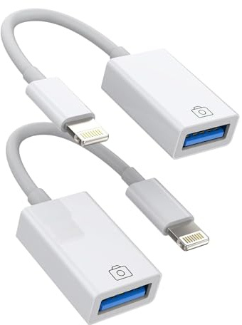 Lightning USB Adapter Kabel(2Pack)Iphone Klinke OTG Tastaturen USB Stick Kartenlesegerät Kamera Kartenleser Maus Hub Flash Drive Zubehör Kompatibel mit 14 13 12 11 Pro Max Mini 8 7 Plus X Se Ipad ip