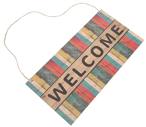 Baluue Willkommensschild Holz Türschild Front Porch Hängend Farmhouse Dekoration Haustür Holzschild Mit Lanyard Leicht Und Robust Für Bar Restaurant