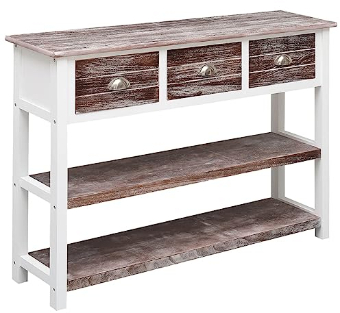 THOYTOUI Modernes Sideboard aus Holz,Möbel für Küche und Eingangsbereich,Viel Stauraum,Sideboard Antik-Braun 108 x 30 x 76 cm Massivholz Paulownia
