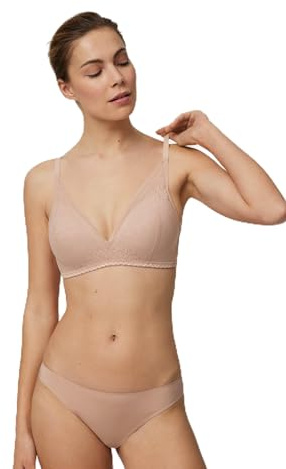 YSABEL MORA - Sujetador sin Aro con Relleno Triángulo, Encaje Nude, Comodidad y Soporte Diario, Diseño Elegante y Femenino, Ideal para Uso Diario, Lencería de Primera Clase.