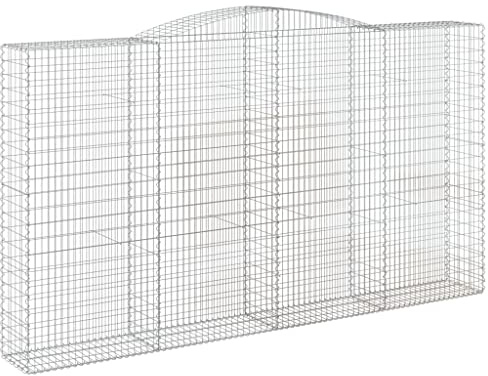 vidaXL Galvanised Iron Wire Arched Gabion Baskets 400x50x220/240 cm - Decorative Stone Walls for Garden/Patio