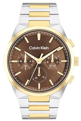 Calvin Klein Multi Zifferblatt Quarz Uhr für Herren Kollektion DISTINGUISH mit Zweifarbiges Edelstahlarmband - 25200442