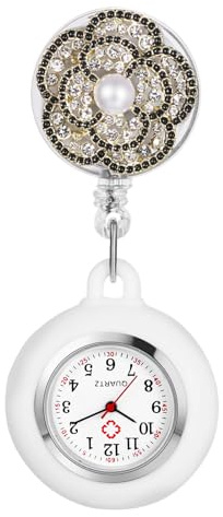 Avaner Uhren Krankenschwesteruhr aus Silikon: Blumen Schwesteruhr mit Clip Taschenuhr FOB Uhr Pflegeruhr Anlog Quarzuhr für Arzt Doktor Krankenschwester Medical
