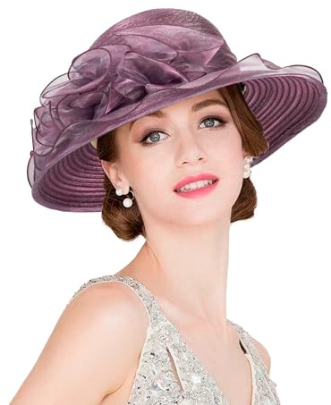 Kentucky Sonnenhüte für Damen, Organza, Sommer, breite Krempe, Blume, Fascinator, Kirchenhut, Strand, Derby-Hut für Hochzeit, Braut, Teeparty
