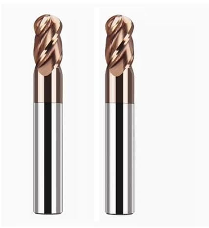 LAHDYFHOE 2 Pcs 4 Flutes Carbide 3/4” Dia 3/4'' Shank Ball Nose End Mill, 4-Edge CNC Milling Bits Cutter Iron-HRC55 - TISIN Coated Bits Set CNC Router Bits (2pcs Ball Nose 3/4” End Mills)