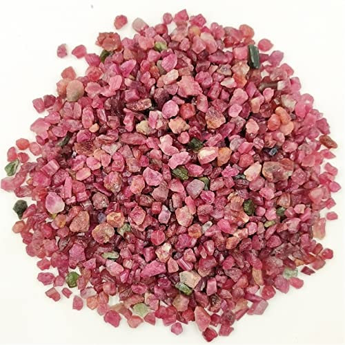 EKFBQBGW 500g en Vrac Naturel Rouge coloré Tourmaline Gravier Roche Cristaux Bruts puces Pierres précieuses Aquarium décor à la Maison décoration de la Chambre