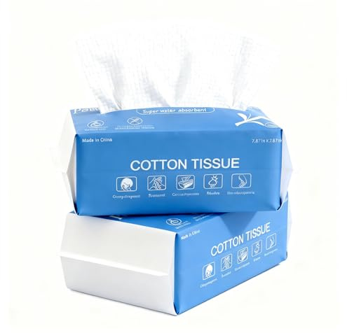 Pekrido Asciugamano Viso Uso e Getta, Salviette Asciutte in Cotone Extra Spesse, Panni Biodegradabili Senza Pelucchi per il Viso, Salviette Struccanti Ultra Morbide, Confezione da 2