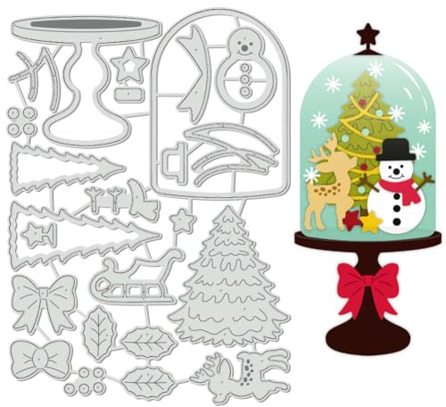 BENECREAT Weihnachten Glaskuppel Thema Schneideisen, Schneemann Weihnachtsbaum Kohlenstoffstahl Prägewerkzeug stanzt Metall Schablonen für DIY Scrapbooking, Fotoalbum, Dekorative Prägung