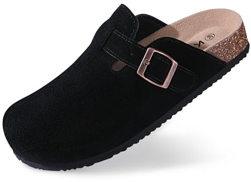 Comwarm Damtofflor, mockaskor, unisex, halkfria träskor med högkvalitativ sula, svart, 38 EU