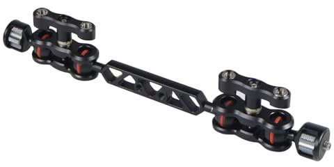 CS PRIORITY Braccio magico articolato per fotocamera in alluminio da 12,7 cm/11 cm, barra di estensione a doppia testa a sfera con viti da 1/4 per fotocamera DS-LR, flash LED, supporto per monitor