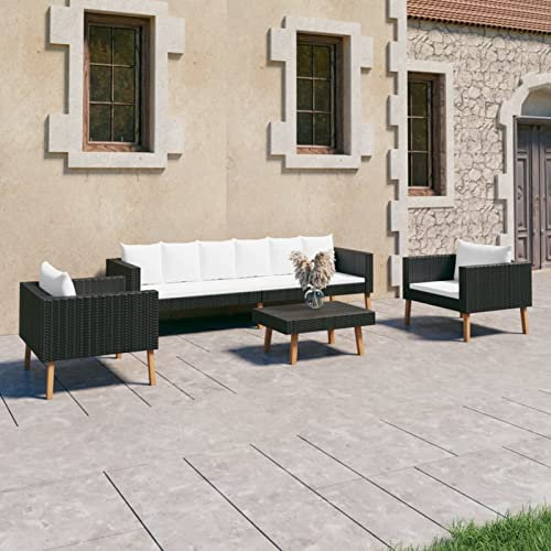 Buzaza 4-TLG. Garten-Lounge-Set mit Auflagen GartenmöBel Lounge BalkonmöBel Set MöBel FüR Garten Balkon MöBel Set Poly Rattan Schwarz - 3059332