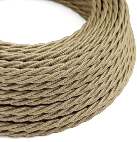DC VOLTAGE 3 Core Twisted Electrical Cables 3m Antique Twisted Flex | Braided Cable Lighting Lamp Vintage 9.84ft Flex Textile Cable Vintage Fabric Covered Cables (Cream)