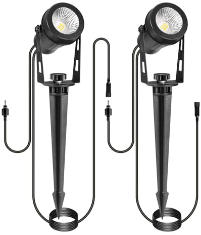 IRISECO Gartenbeleuchtung 2er Pack 3W LED Gartenstrahler mit 3M Kabel, Gartenbeleuchtung mit strom(enthält keinen Stecker) für Gartenleuchte Geeignet