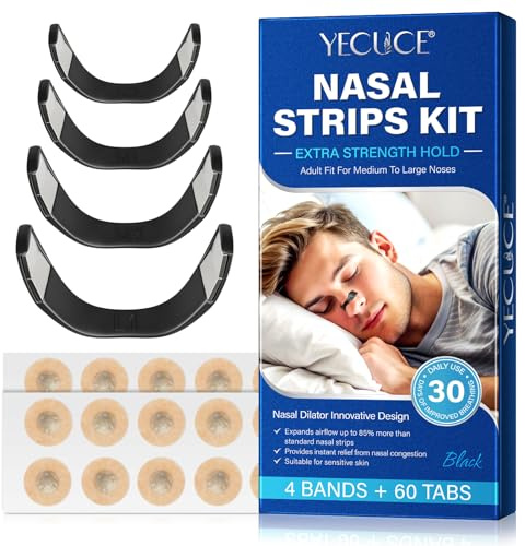 Magnetic Nasal Strips for Snoring Solution (60 Count) - Nose Strips for Better Sleep,Oxygen Boost - Extra Strength, Skin-Safe, Sweat-Resistant Anti Snoring Devices Snore Stopper for Night Day Comfort