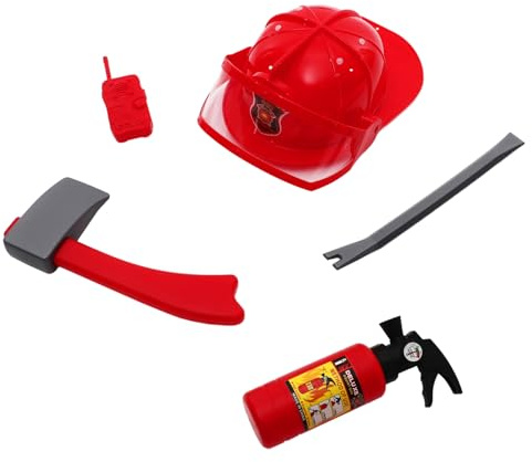 VALICLUD 1 Set Feuerwehrhelm Mit Feuerwehrwerkzeugen Feuerwehr Cosplay Set Für Rollenspiel Für Kleinkinder 5 Teiliges Feuerwehr Zubehör Für Fantasievolles