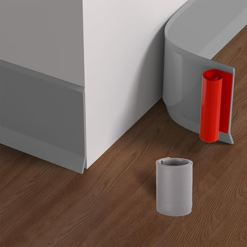 Plinthe en PVC autocollante, pour cuisine et salle de bain, listello flexible et adhésive, largeur 10 cm (gris, 5 m)