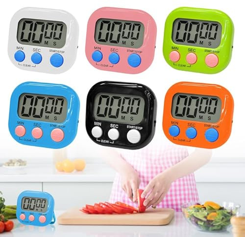 WIYETY Cronómetro magnético temporizador: temporizador digital de cocina con reloj con pantalla LCD grande para cocinas, oficinas, deportes (pilas no incluidas) (6)