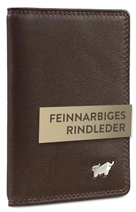 BRAUN BÜFFEL - Ausweishülle Kartenhalter Herren echtes Rindleder Golf 2.0 - Ausweisetui Kartenetui mit 8 Kunststoffhüllen & 2 Netzfächern für Ausweis, Führerschein, Visitenkarten etc. - Edles Braun