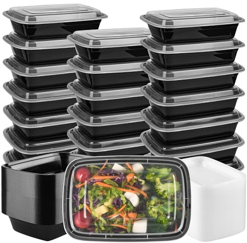EnthuLove Meal Prep Containers, BPA-Free Reusable Food Prep Containers with Lids, Freezer Containers 1 Compartment, Stackable Microwavable 28oz Takeaway Lunch Boxes with Lids (50)